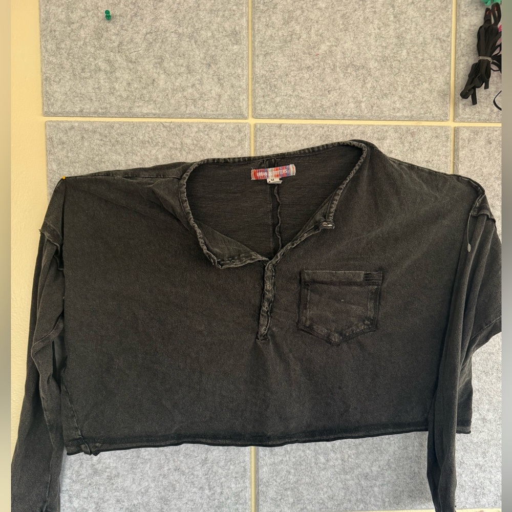 Urban Outfitters Charcoal Long Sleeve crop Top